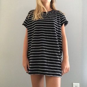 Black and Grey striped T-shirt dress